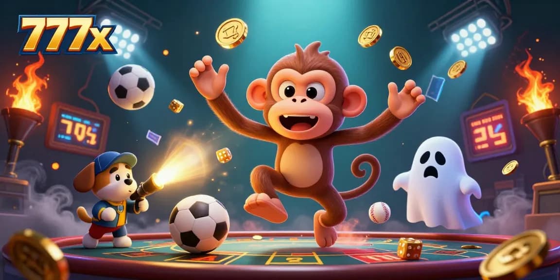 Experience dynamic gaming action with 777x in a vibrant casino scene featuring lively sports elements.