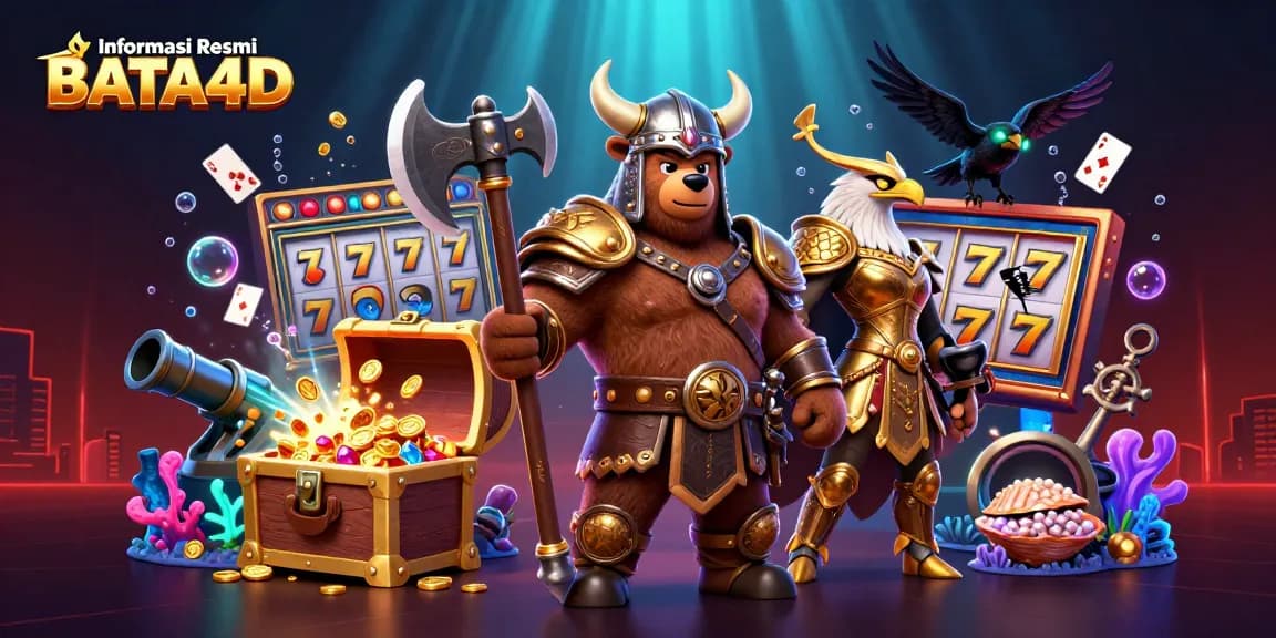 Experience Informasi Resmi BATA4D in an ultra-detailed casino scene with vibrant characters and dynamic game elements.