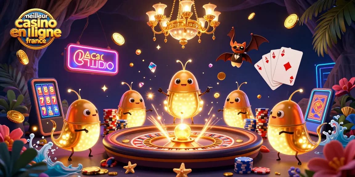 Jouer au meilleur casino en ligne France avec des vers luisants illuminant une scène de jeu captivante.