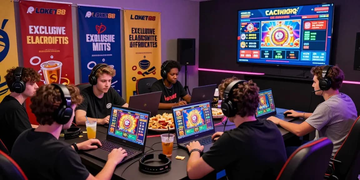 Engaged players enjoying LOKET88 slot games with exciting graphics and vibrant atmosphere