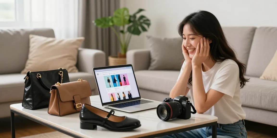 레플리카 쇼핑몰에서 즐겁게 쇼핑하는 여성의 모습