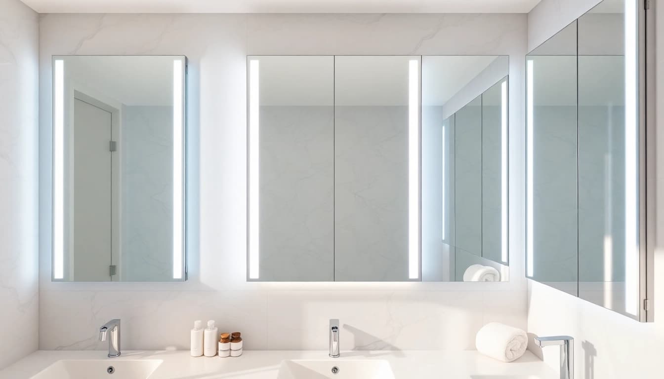 Moderne badezimmer spiegelschränke beleuchtung mit eleganten LED-Details in stilvollem Ambiente