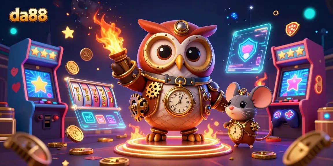 Experience winning moments with da88 in this vibrant casino illustration featuring slot game excitement.