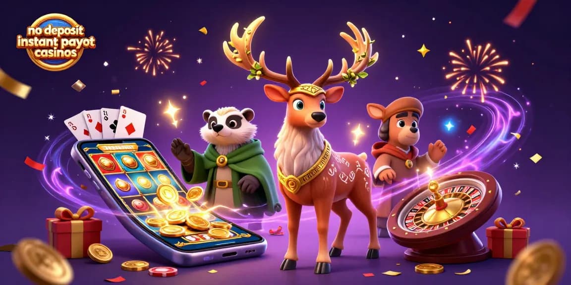 Experience thrills at no deposit instant payout casinos with a magical 3D illustration.