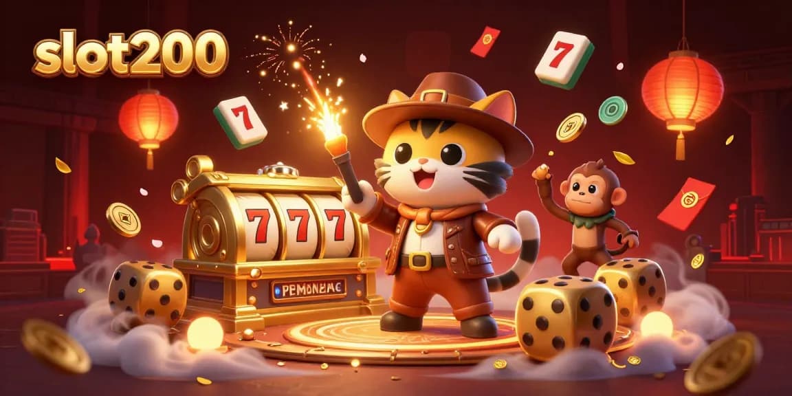 Spin for riches at slot200 with a 3D explorer cat discovering thrilling casino treasures!