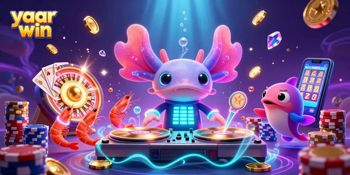 Experience the excitement of yaar win with vibrant casino visuals, including golden coins and animated characters.