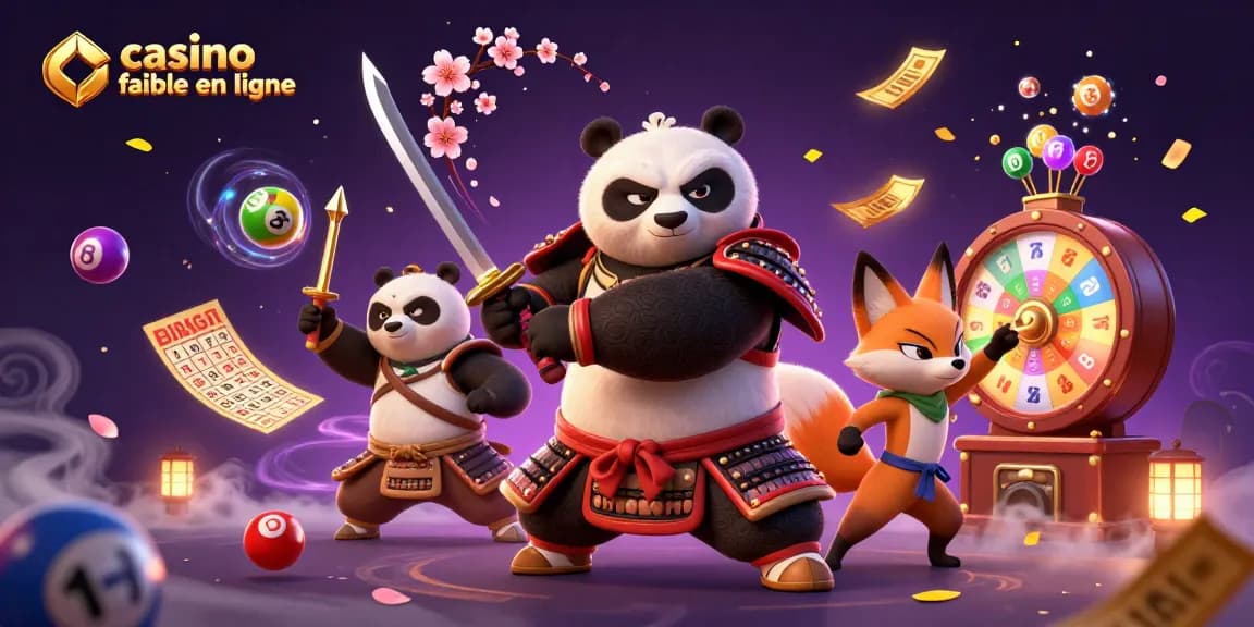 Profitez du jeu avec le casino fiable en ligne, samouraï panda et fox ninja au cœur d'une scène dynamique.
