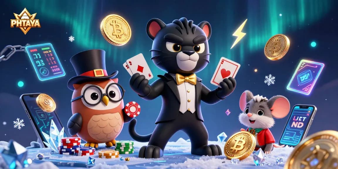 PHTAYA features a stylish black panther elegantly dealing cards, representing gaming sophistication.