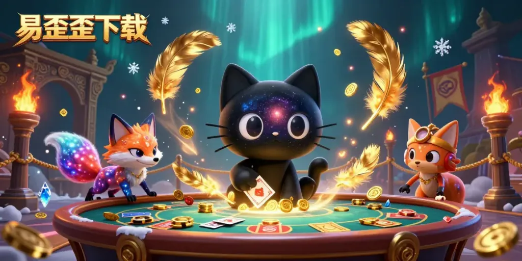 Engage with the cosmic casino magic of 易歪歪下载 featuring a captivating black hole cat and nebula fox.