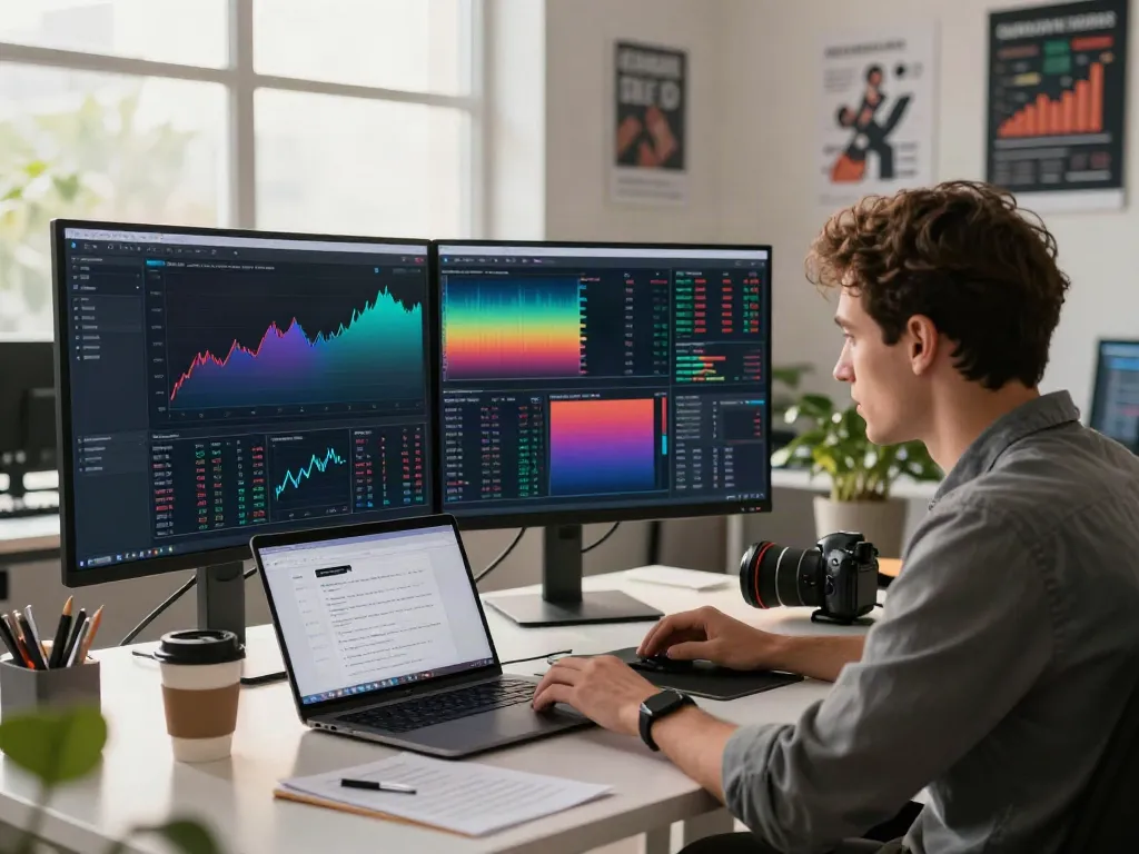 Traders analyzing data on tradingview官网 in a modern office.