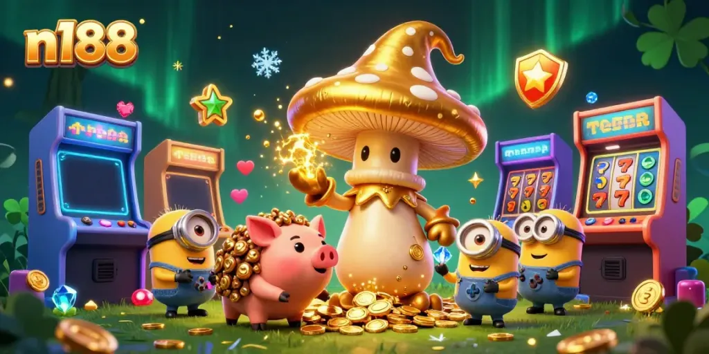 Experience exciting jackpots in slots at n188, featuring a wizard and treasure hunting elements in a vibrant 3D design.