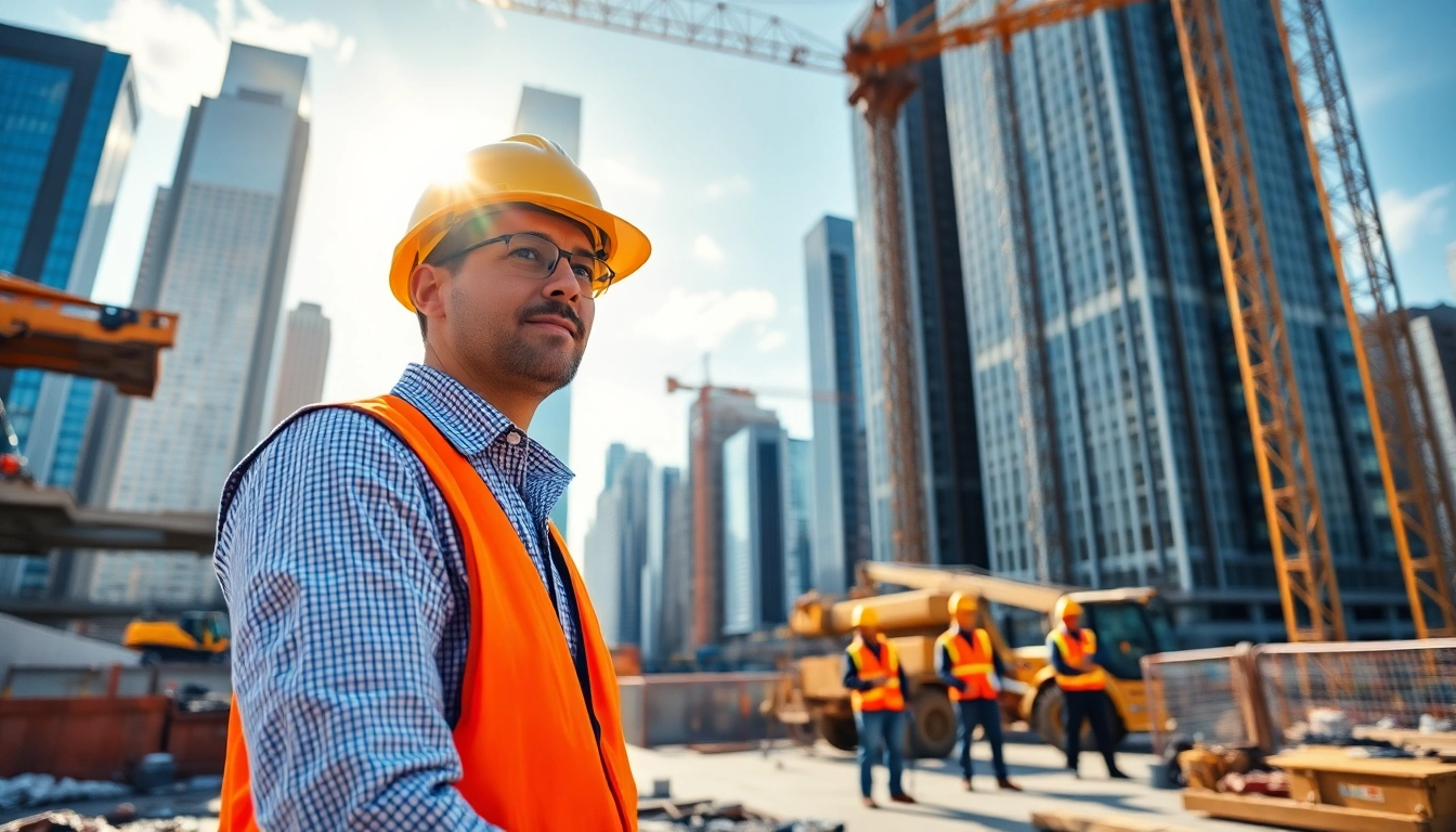 Manhattan Construction Manager supervising a busy construction site in New York City.