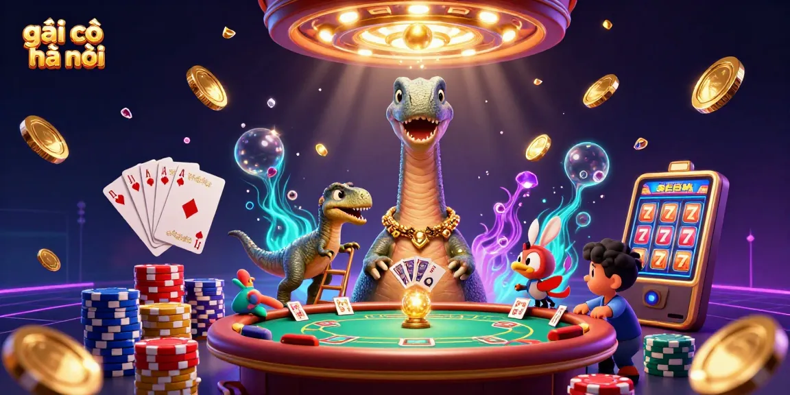 Engage with gái gọi hà nội in a vibrant casino scene featuring a dinosaur and dynamic game elements.