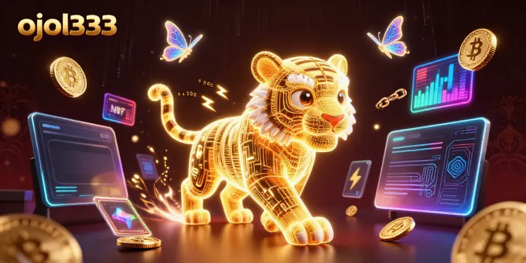 Experience thrilling gameplay with ojol333 in a vibrant digital casino world filled with light and energy.
