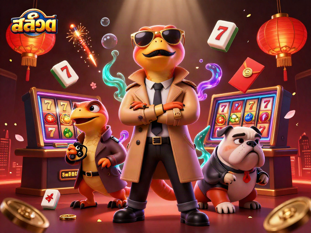 Spin the สล็อต for a dynamic jackpot adventure with playful raptors in a casino scene.