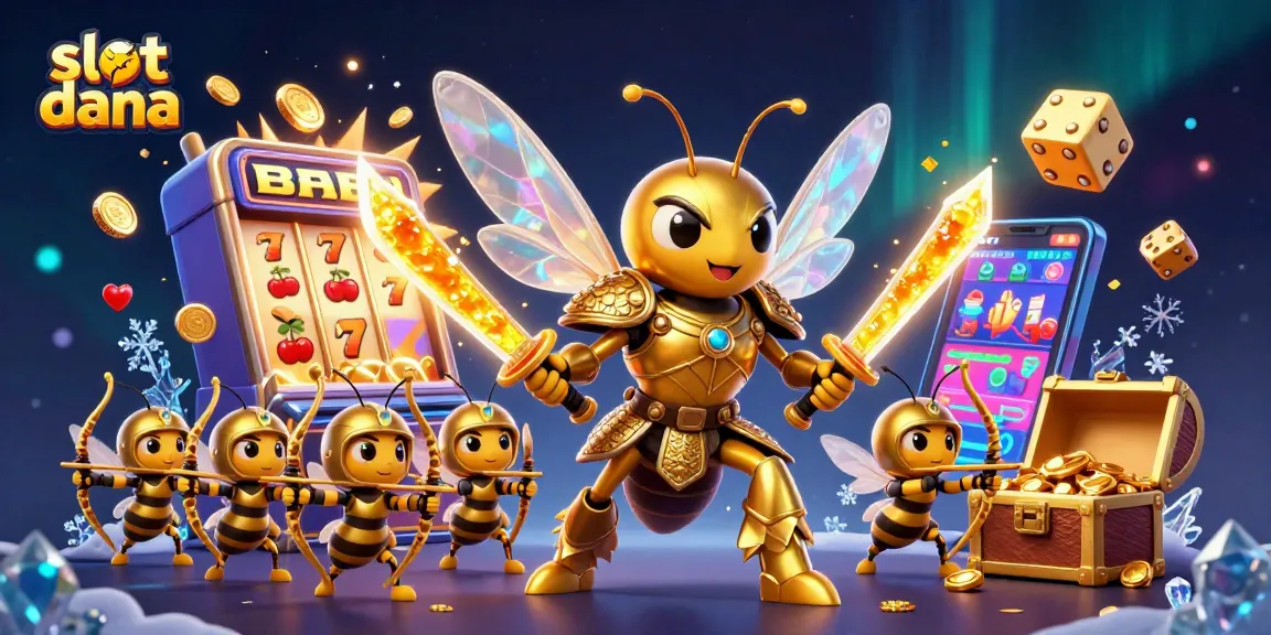 Win big with slot dana as a giant golden hornet battles for jackpots in a vibrant casino.