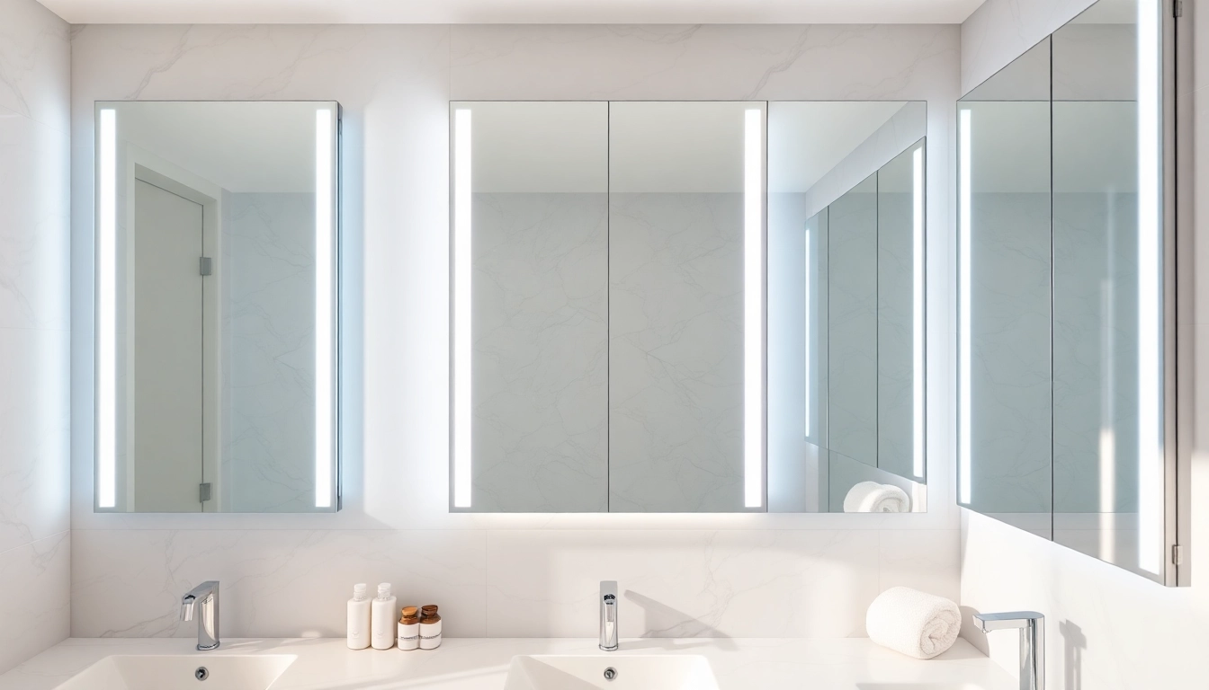 Moderne badezimmer spiegelschränke beleuchtung mit eleganten LED-Details in stilvollem Ambiente