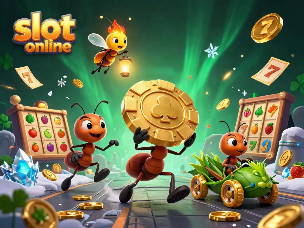 Experience thrilling slot online excitement as playful ants collaborate for a heist with dynamic visuals.