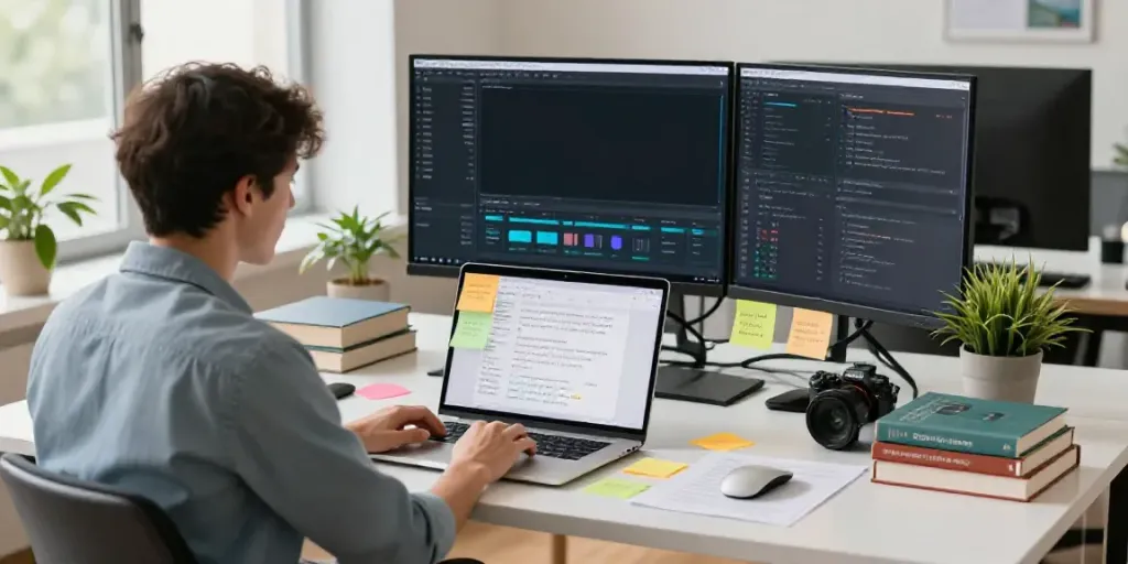 Engaging workspace for online AI content creation with a digital creator.