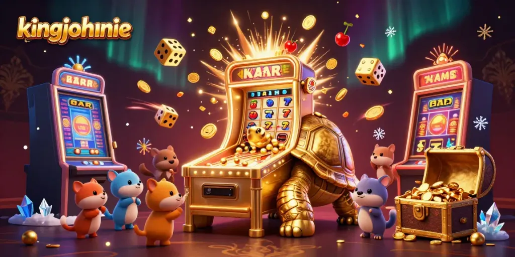 Engage with kingjohnnie's jackpot excitement in a vibrant and captivating casino scene.