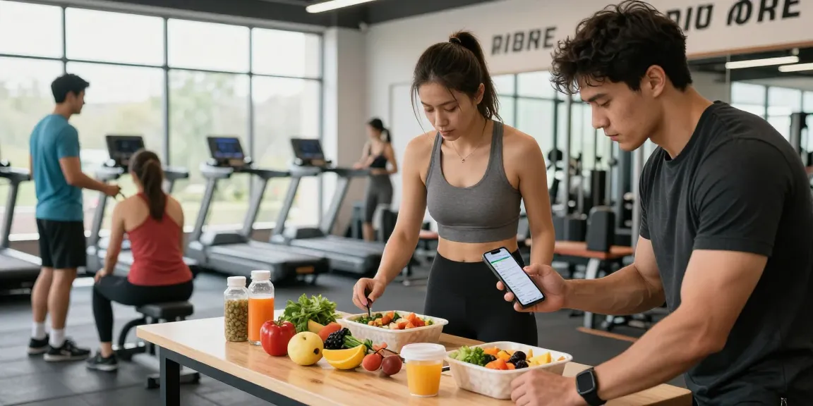 The best macro tracking app helps users log meals and monitor nutrition in an energetic gym setting.