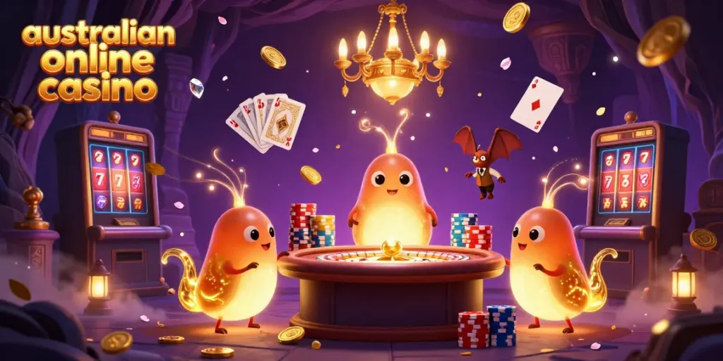 Experience excitement at an australian online casino with glowing glowworms and lively gameplay elements.